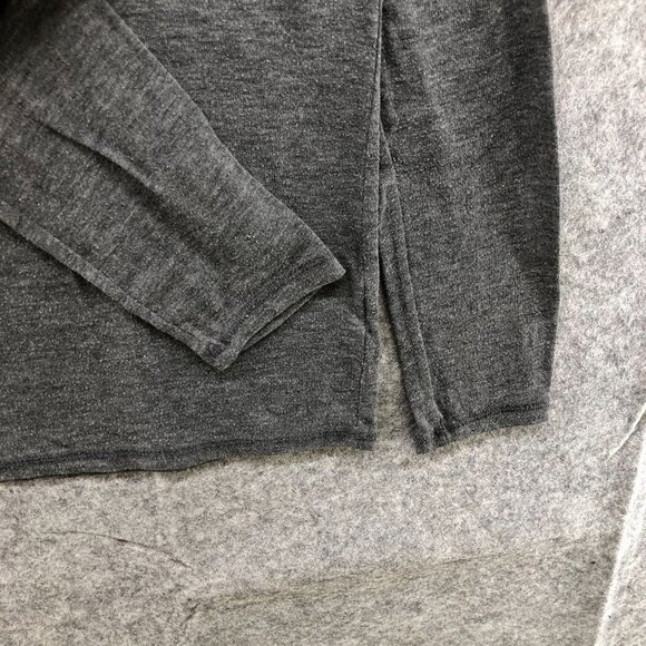 Zara Lightweight Sweater Womens S Gray Thin Knit Crewneck Elbow Patch Relaxed - Picture 6 of 12